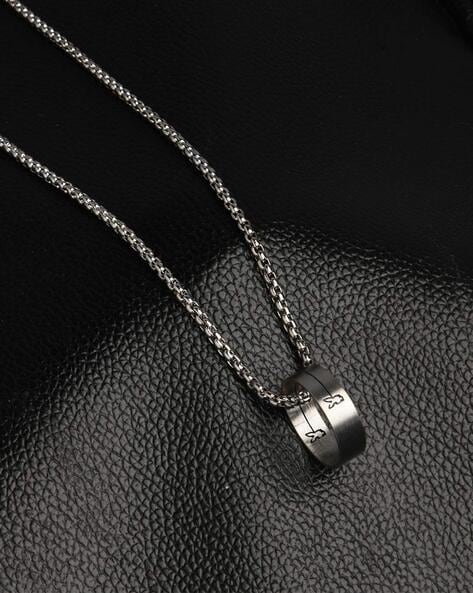 Oxidised Silver Plated Minimal Pendant with Men Chain