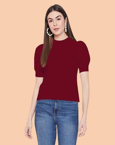 DREAM BEAUTY FASHION Fitted Top with Puffed Sleeves