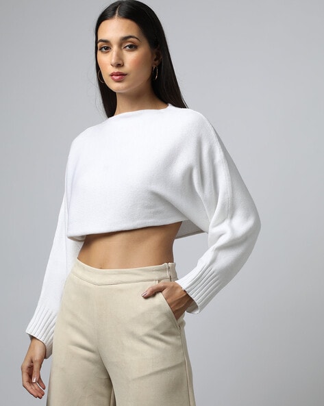 White crop best sale top sweater