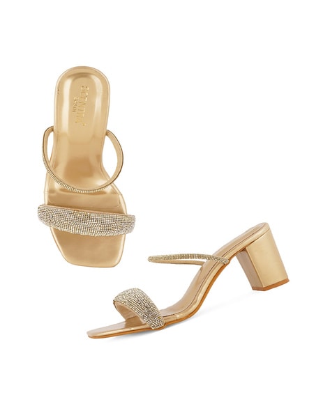 Buy Gold Toned Heeled Sandals for Women by SCENTRA Online Ajio