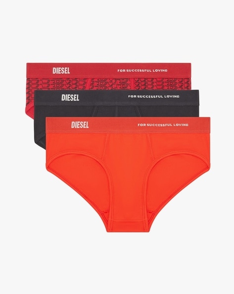 Buy DIESEL Pack of 3 Umbr-Andre Briefs, Red Color Men