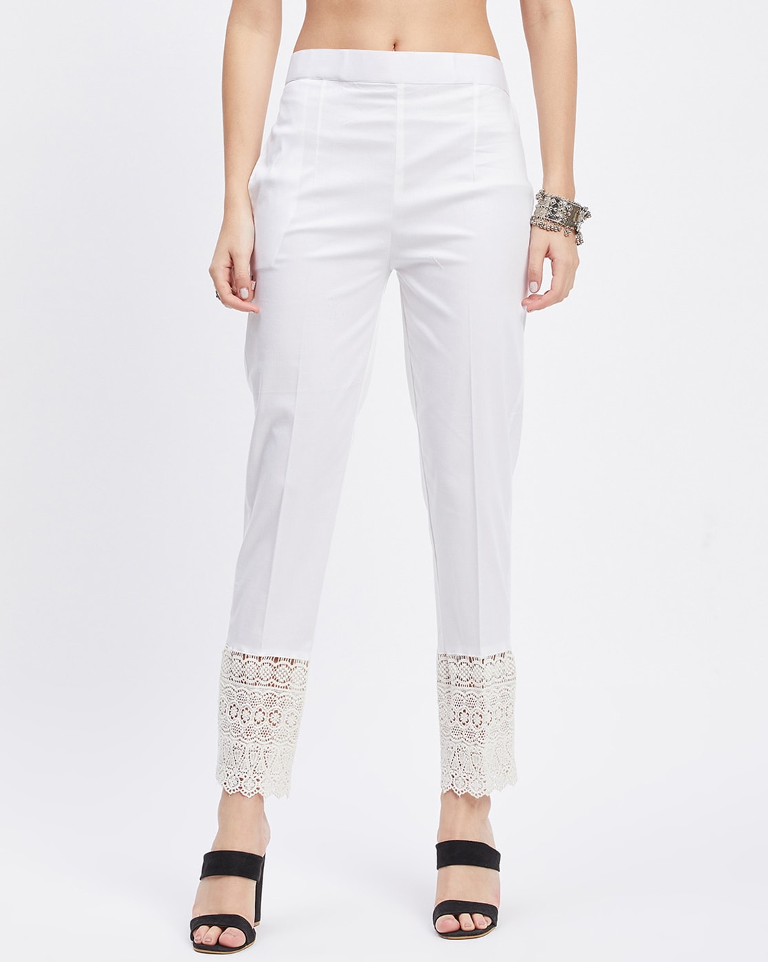 Buy Off-white Trousers & Pants for Women by Clora Creation Online | Ajio.com