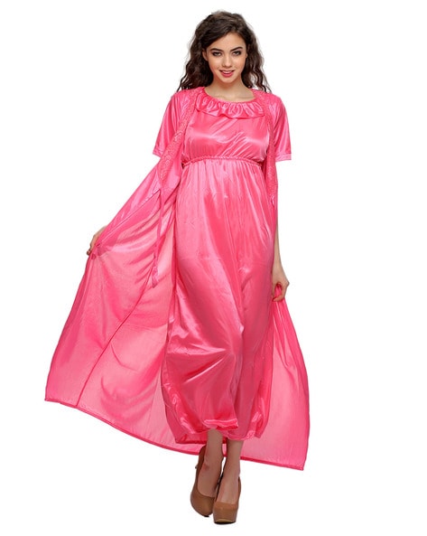 Buy Clovia Pink Nighty with Robe Online at Low Prices in India