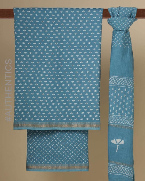 Akola Dabu Handblock Printed Maheshwari 3-Piece Dress Material Price in India