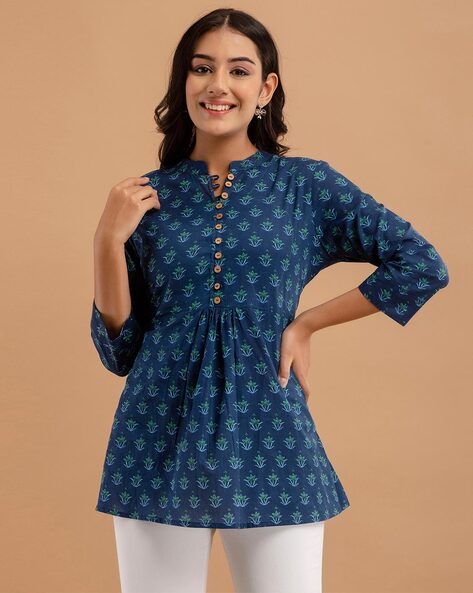Buy Janasya Multicolor Cap Sleeves Round Neck Kurti for Women Online @ Tata  CLiQ
