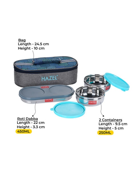 Hazel Steel Tiffin Box For Office  Stainless Steel Lunch Box, 500