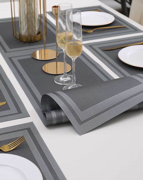 Elegant Placemats for Dining Table Washable Table Mats (Silver, 6