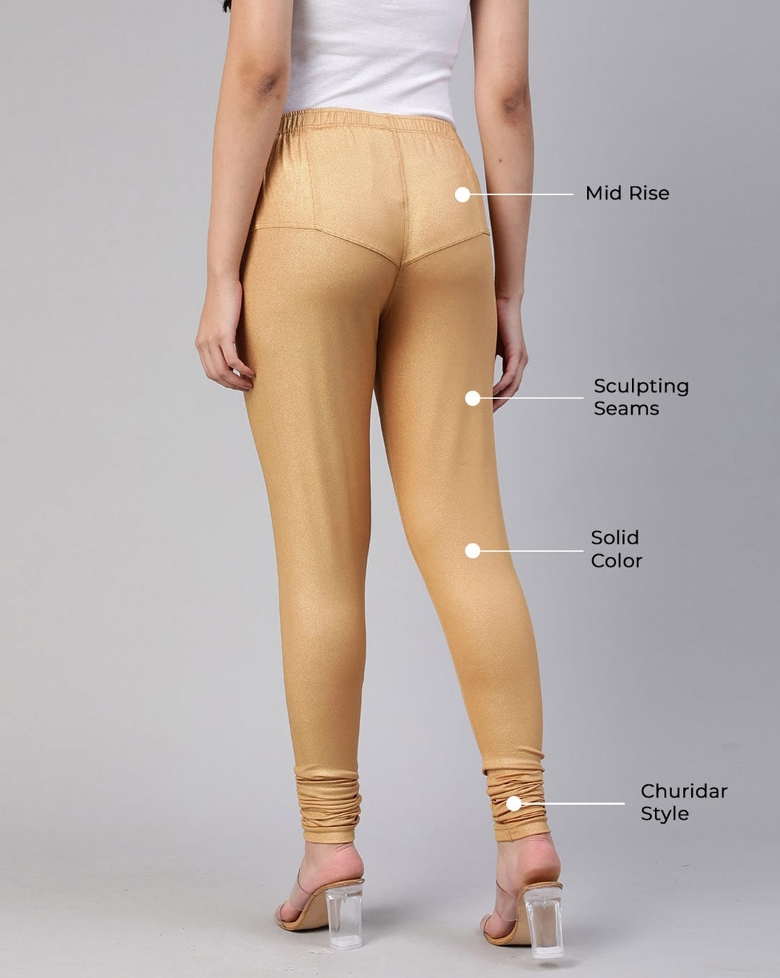 Buy Go Colors Women Beige Shimmered Ankle Length Leggings - Leggings for  Women 4891828 | Myntra