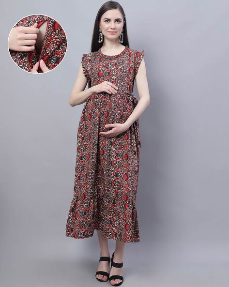 Maternity Short Dress Ajrakh- Niksha(Blue)