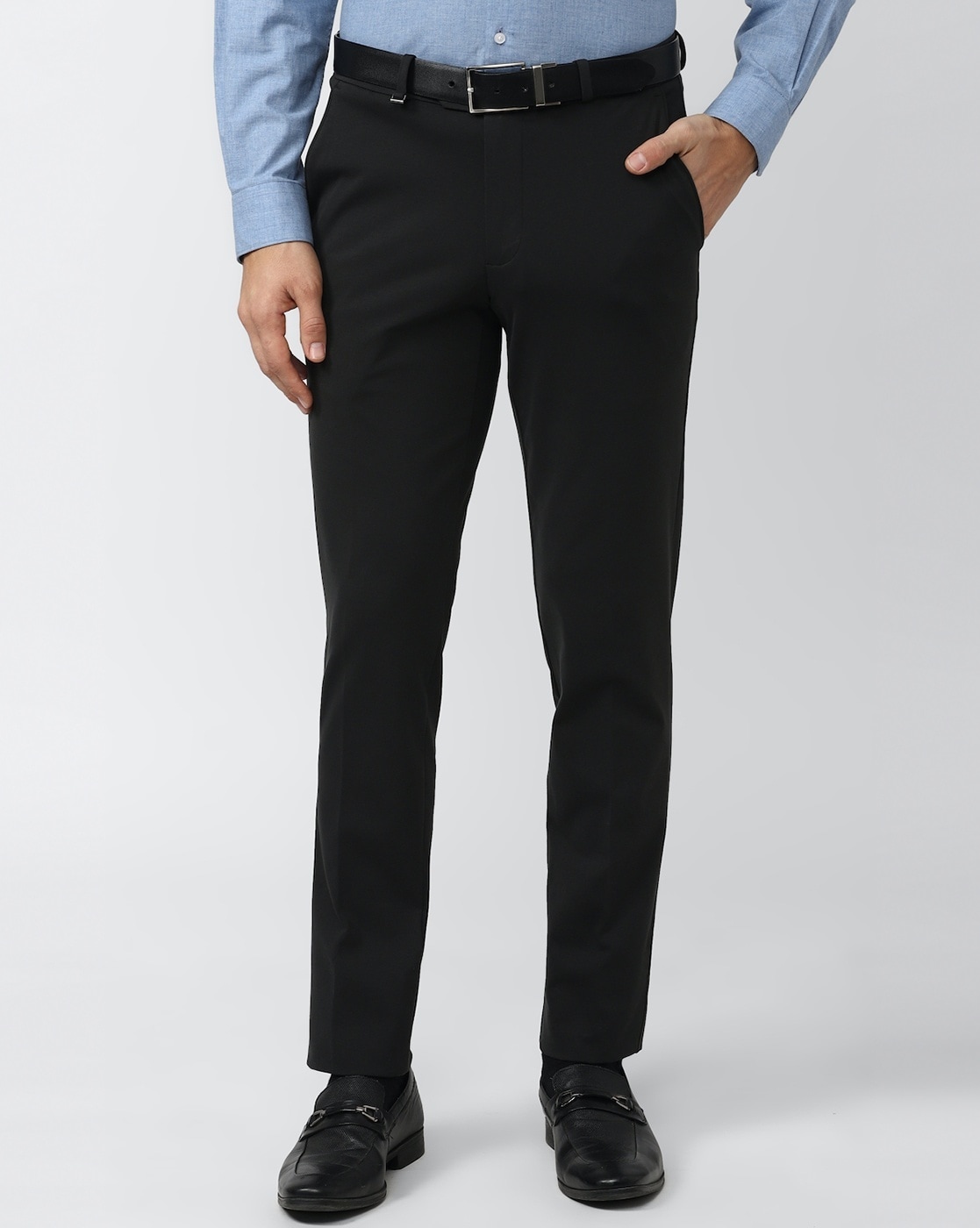 Buy VAN HEUSEN Mens 4 Pocket Solid Formal Trousers Neo Classic  Shoppers  Stop