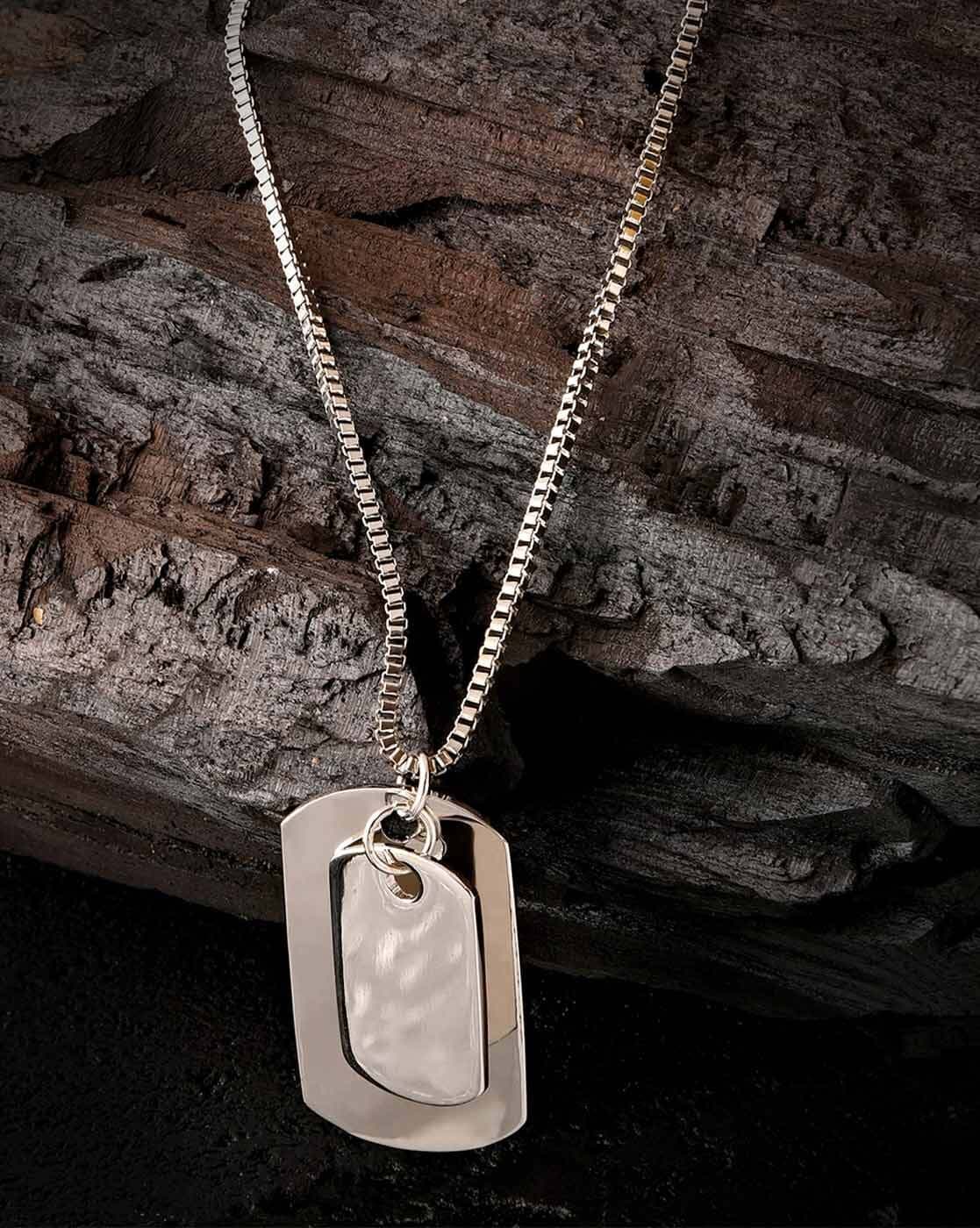 Saslow's & Henebry's Collection Men's Steel Lord's Prayer & Cross Dog Tag  Necklace JM0155 - Saslow's & Henebry's Diamond Jewelers