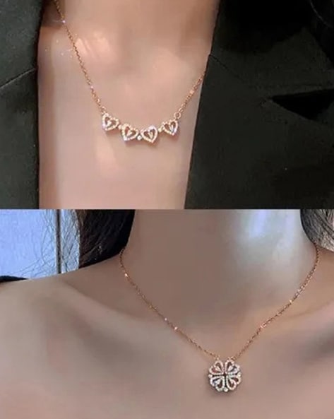 Versatile ~ Korean pure 14 gold necklace for women, simple checkered and  pearl AB chain K gold clavicle chain necklace gift