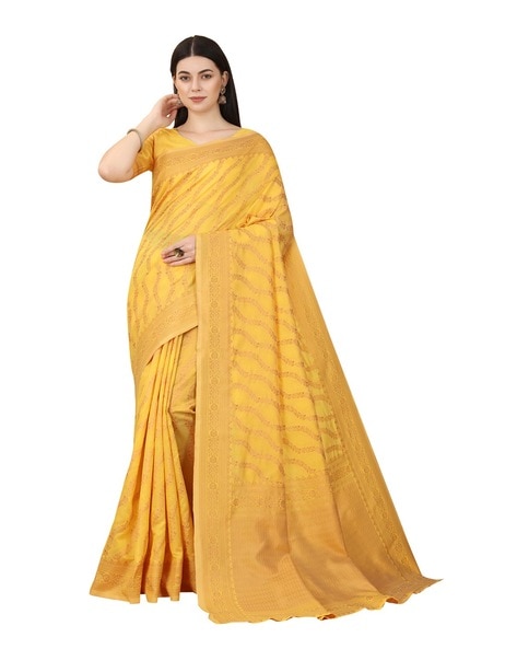 Yellow Banarasi Saree Design by Delhi Vintage at Pernia's Pop Up Shop 2024