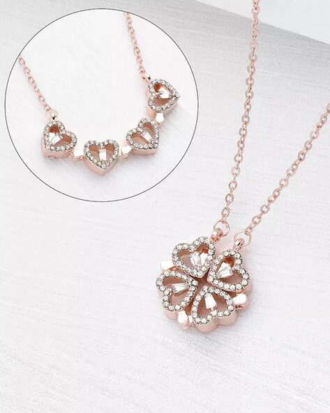 Love Magnetic Pendant Necklace Ladies Clover Necklace Heart Shaped Clover  Necklace Lucky 4 In 1 Love Pendant Jewelry Gift - AliExpress