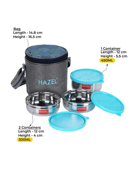 Hazel Steel Tiffin Box For Office  Stainless Steel Lunch Box, 500