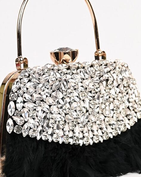 Black embellished online clutch