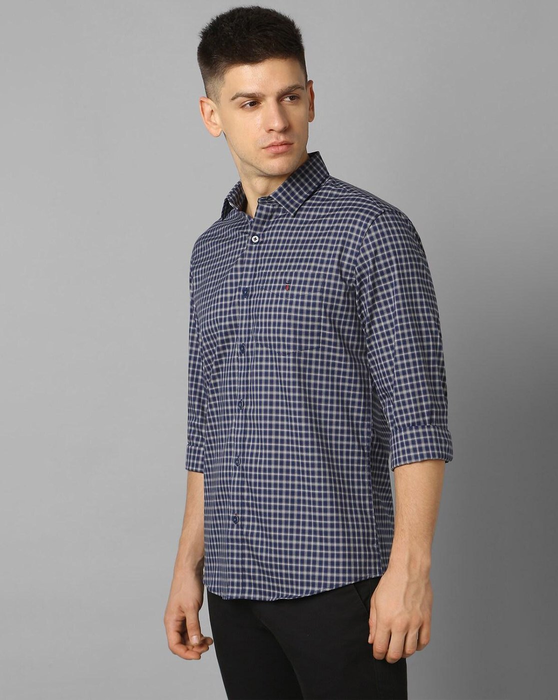 Louis Philippe Sport Men Checkered Casual Grey Shirt - Buy Louis