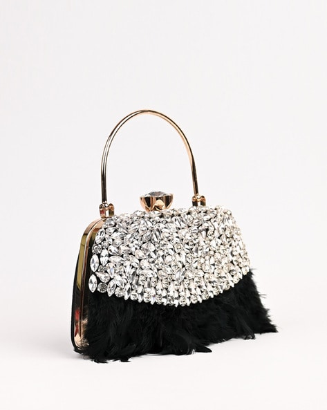 Black cheap embellished clutch