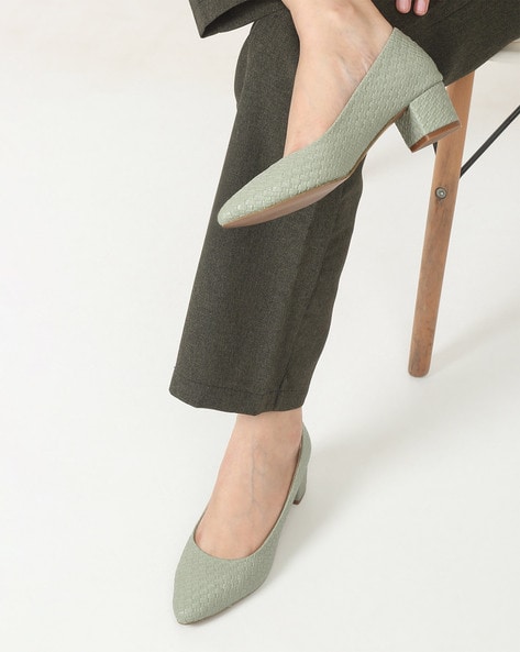 Green suede block discount heels