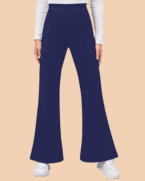 ELASTIC WAIST SILK PRINTED PANTS: NAVY - RANI ARABELLA