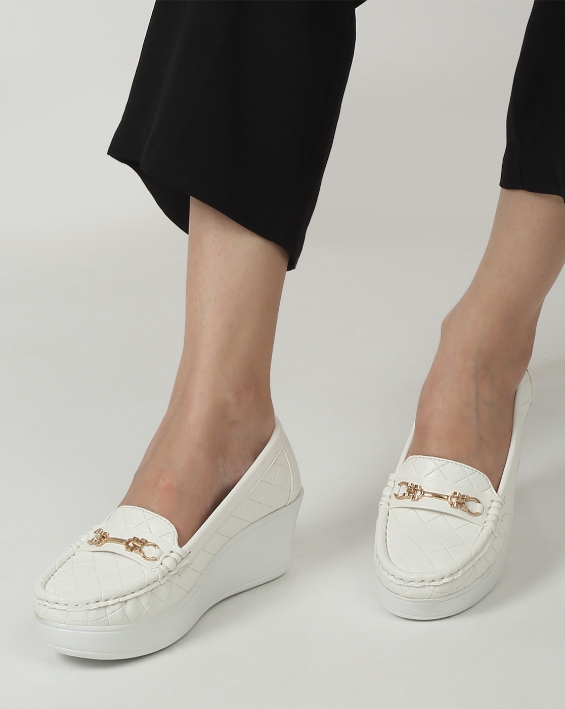 White wedge sale loafers