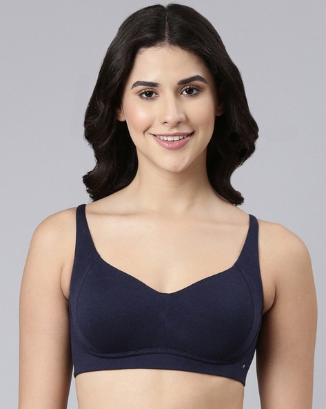 Buy Enamor Lightly Lined Non-Wired Full Coverage T-Shirt Bra - Black at  Rs.1049 online