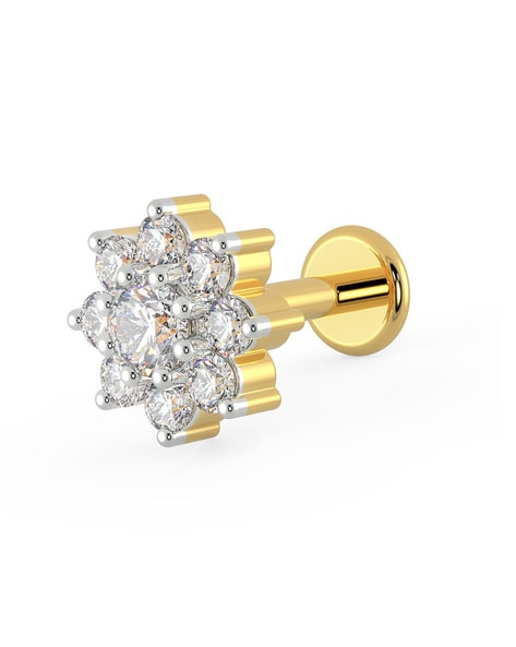 Diamond Nose Pin with 18K Yellow Gold at best price in Surat