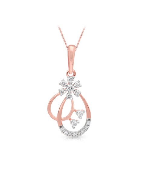 Monogram Sun diamond pendant necklace in rose gold with diamonds