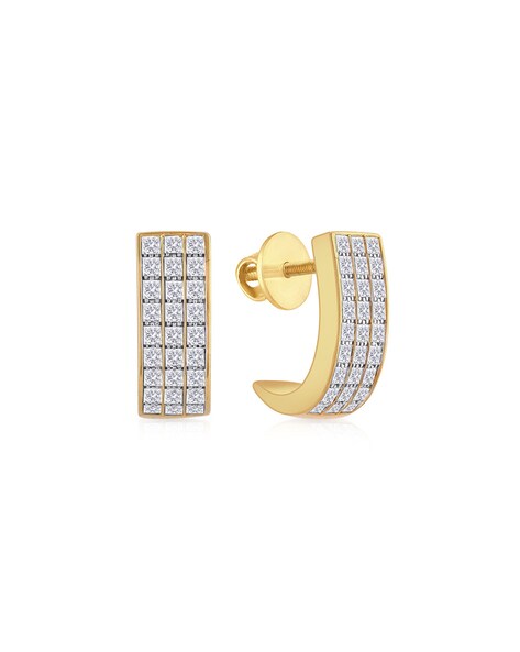 44CT Diamond J Hoop Earrings 14K - Adina Jewelers