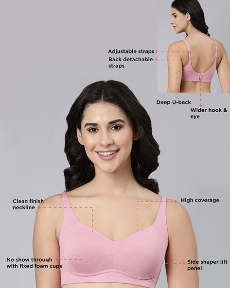 Enamor Cotton T-shirt Bra for Womens-non-padded, non wired, full