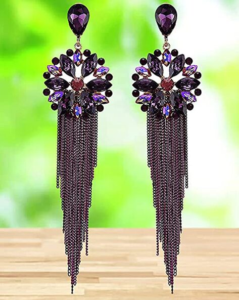 Purple on sale long earrings