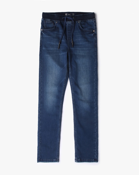 Mid-Wash Straight Fit Jogger Jeans
