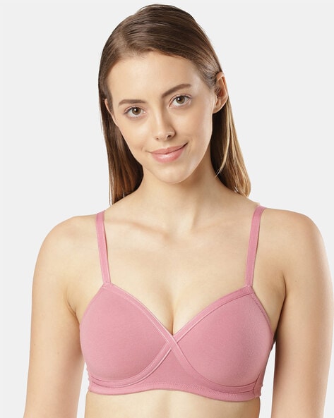 ES27 Wirefree Non Padded Cotton Elastane Full Coverage Plus Size Bra with  Broad Wings