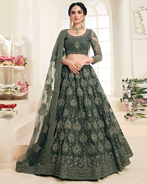 Buy Green Color Bridal Lehenga Choli In Chennai Silk Fabric Online