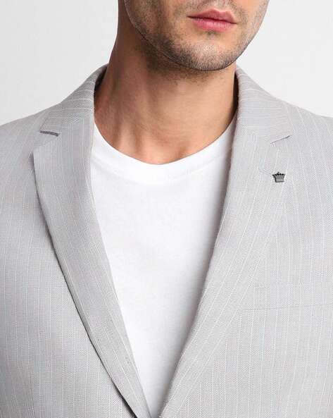 Buy Louis Philippe Men Grey Melange Solid Super Slim Fit Single Breasted  Casual Blazer - Blazers for Men 10760100