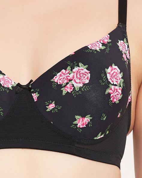 Buy CLOVIA Black Women Floral Push Up Bra