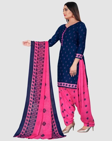 Graphic Print Unstitched Dress Material Price in India