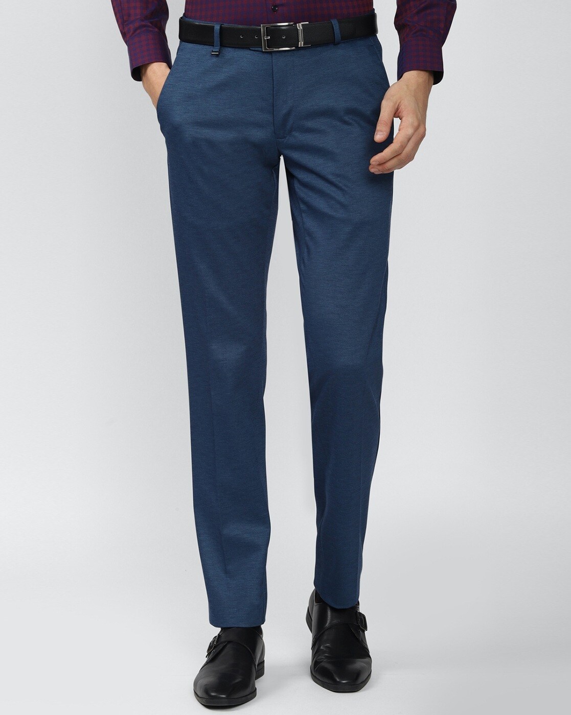 Buy Kurus Men's NavyBlue Solid Cotton Blend Formal Trouser Online at Best  Prices in India - JioMart.