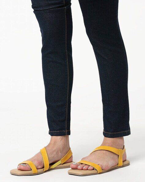 mustard yellow flat sandals