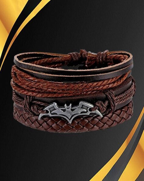 Spiderman Logo Black Leather Bracelet Adjustable India | Ubuy