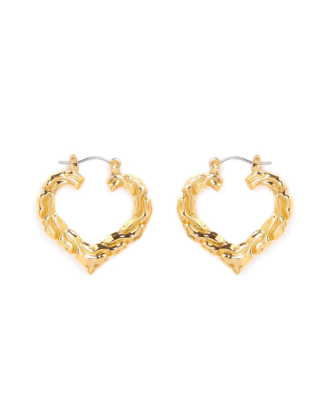 9ct White Gold Heart Hoop Earrings - 16mm - G4190 | F.Hinds Jewellers