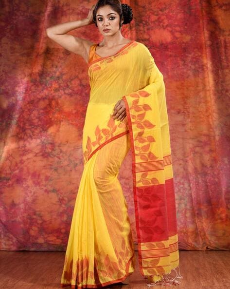 Buy Yellow Sarees for Women by Charukriti Online