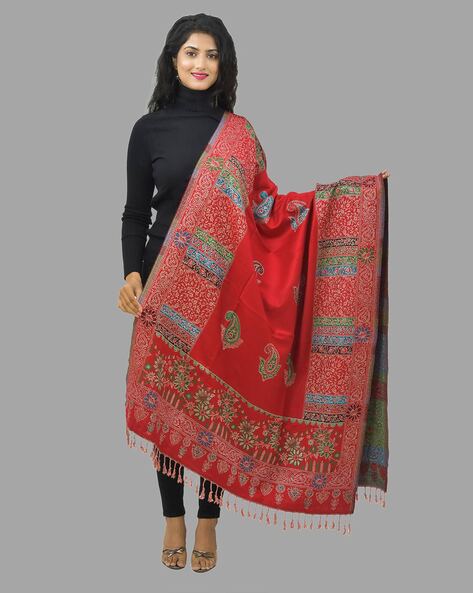 Paisley Woven Shawl with Tassels