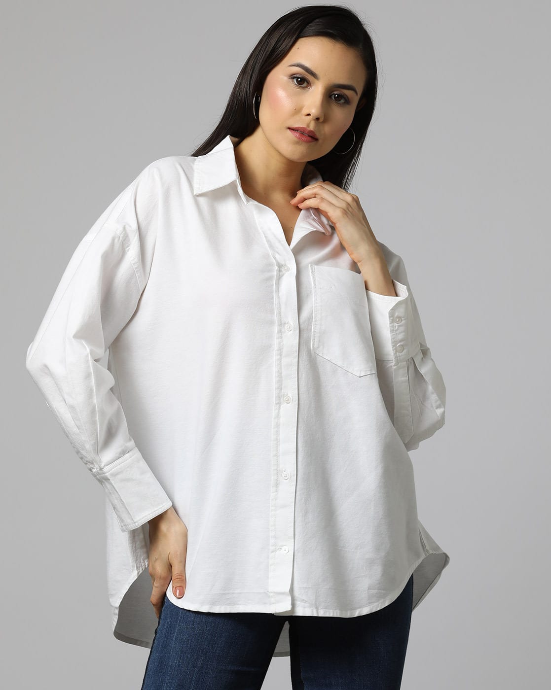 Buy Outryt by AZORTE Women Oversized Shirt with Pa Online