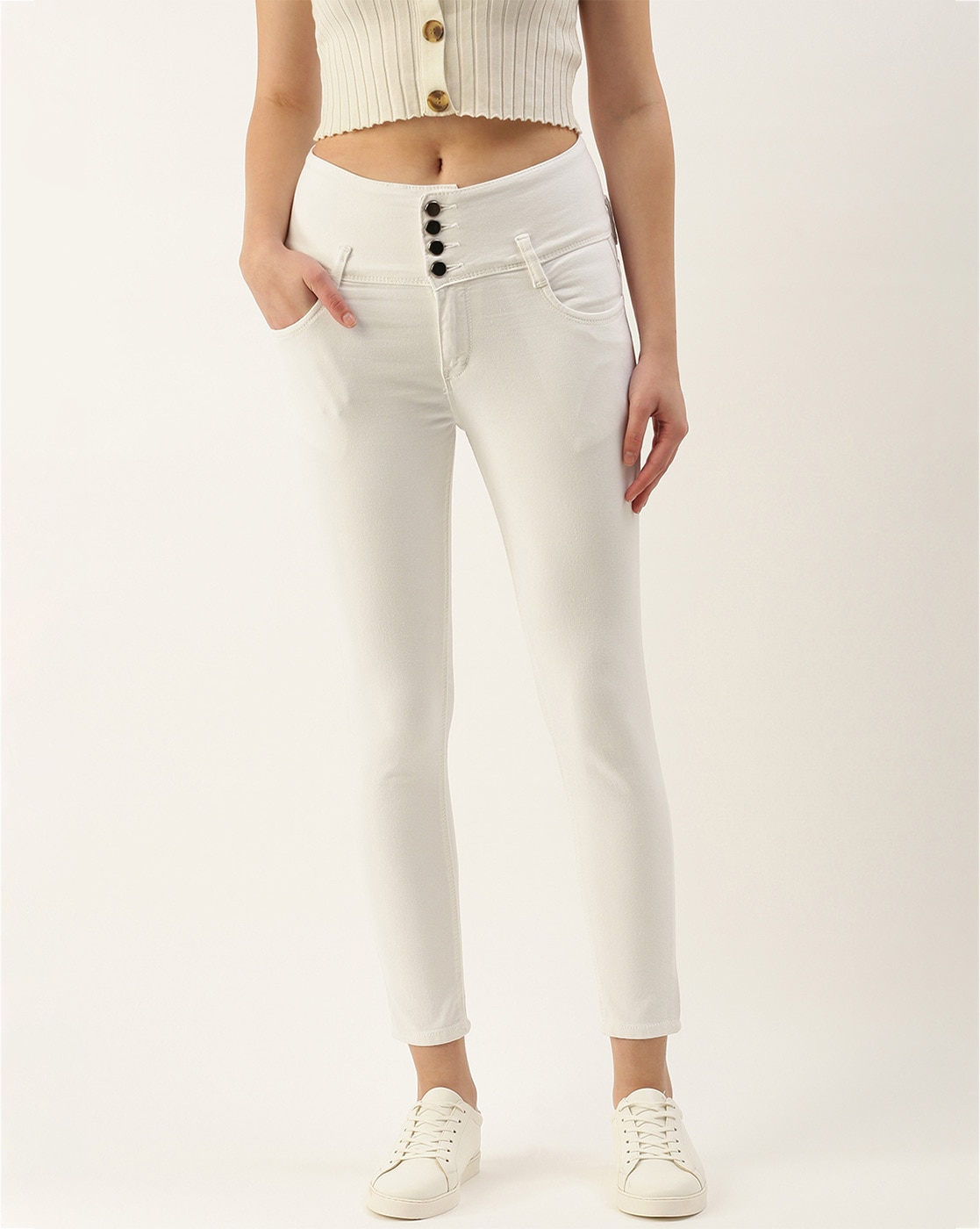 Shop Blue Giraffe Girls White Solid Regular Fit Jeans | ICONIC INDIA –  Iconic India
