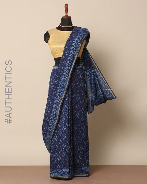 Buy Harpita Women Blue Self Design Chanderi Chanderi Saree Online at Best  Prices in India - JioMart.