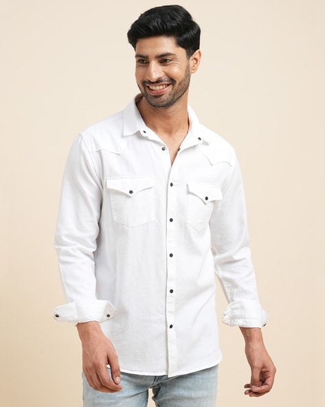 Buy White Cotton Formal Shirts For Men wholesale Rs. Shirts in India