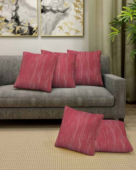 KLOTTHE Pack of 5 Striped Square Cushion Covers 12"x 12"