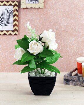 foliyaj Artificial White Rose Plant-picture-10