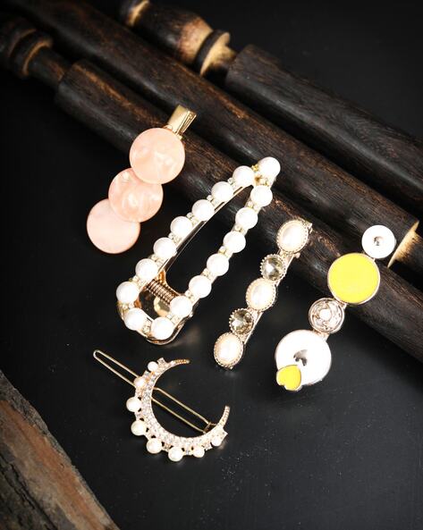 Buy Set Of 5 Multi Pearl Hair Clip Online - Accessorize India